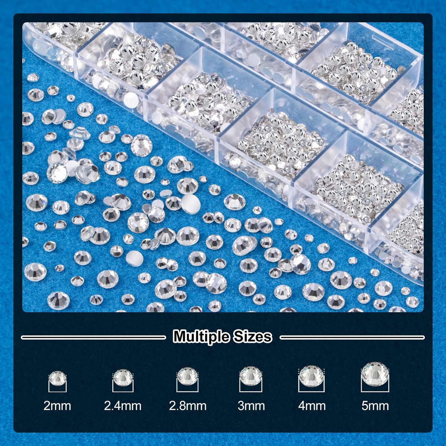 Nail Art Rhinestone Glue Gel&2 Boxes Flatback Gems Kit, 1 Tube of 15ml Rhinestone Gel Glue(UV/LED Needed)+Round Glass Crystal Clear Gemstones with Pickup Tools