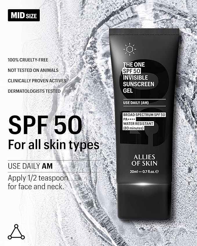 Allies of Skin Daily Face Sunscreen SPF 50, Travel Size | Zero White Cast Lightweight Formula | Dermatologist Tested Under Makeup Primer| Water-Resistant & PA++++ Broad Spectrum UVA/UVB (0.7 oz)