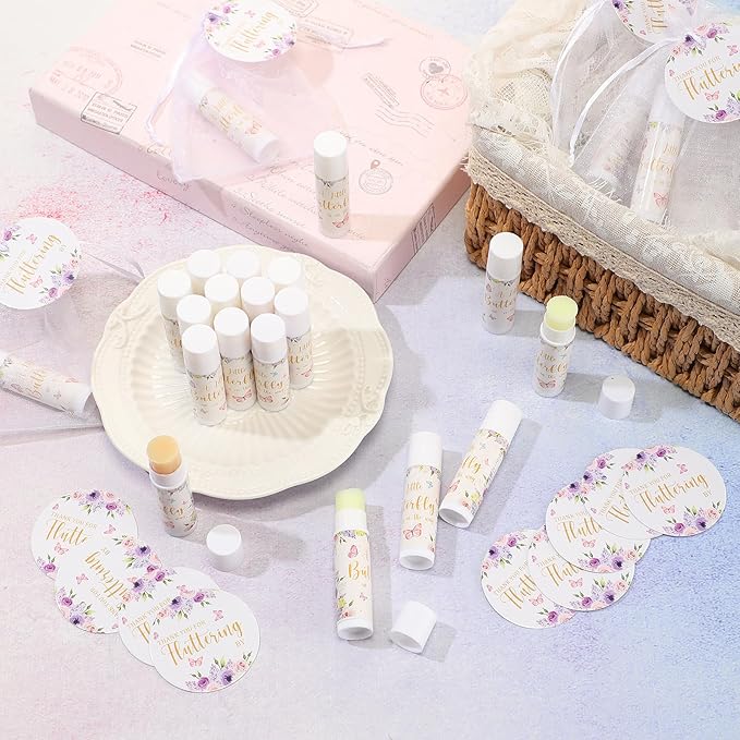 Fumete 50 Pack Butterfly Baby Shower Party Gifts Favors Bulk Lip Balms for Guests Boys Girls Neutral Gender Reveal Favors for Baby Shower Prizes Souvenirs Bags Stuffer Classroom Prizes