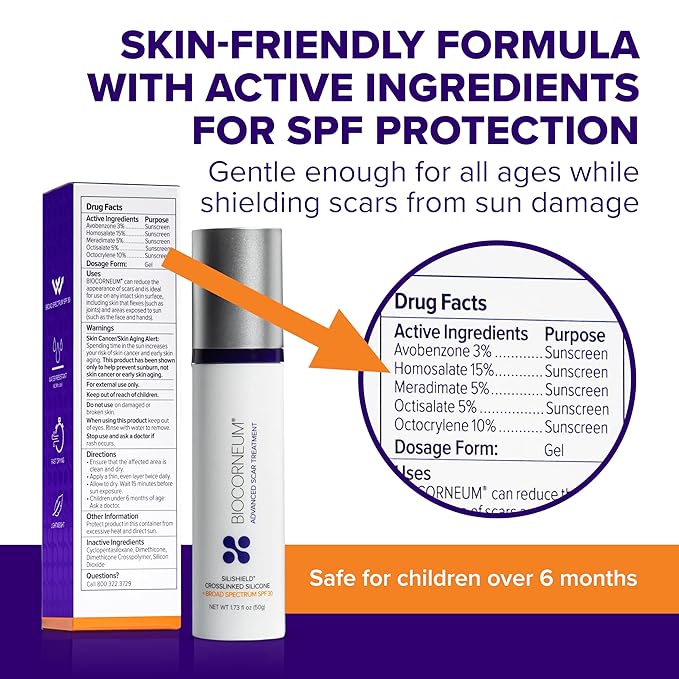 Advanced Scar Treatment with Silishield® & SPF 30 50g – Made in the USA, Fast-Drying, Water-Resistant Silicone Scar Gel - Surgeon Recommended for New & Old Scars - Suitable for Children Over 6 Months