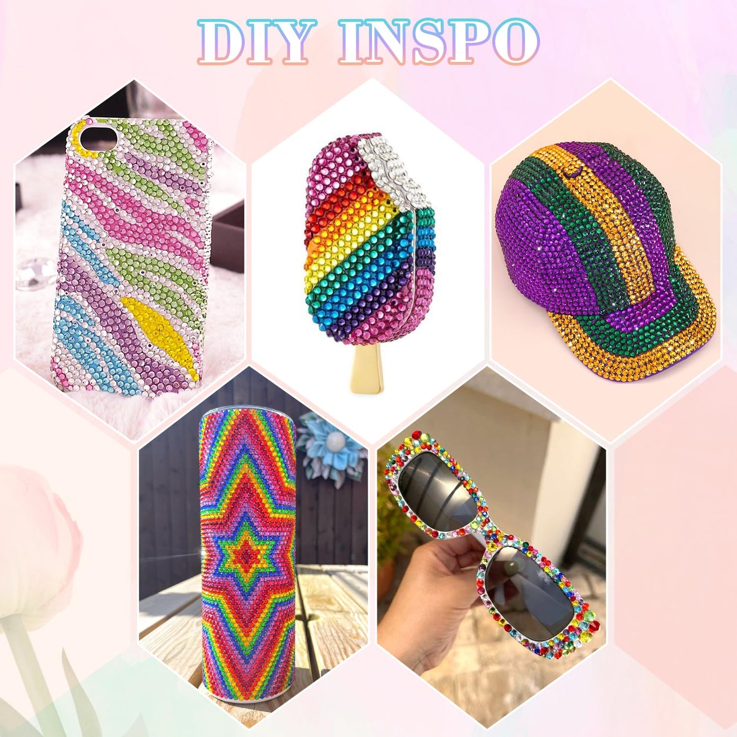 6600Pcs Resin Rhinestones with 3Pcs B7000 Jewelry Glue for Crafting, Multicolors 5mm Non Hotfix Flatback Gems, Bedazzling Crystal for DIY Crafts Clothing Tumblers Mugs Shoes Fabric Decor Nail Art