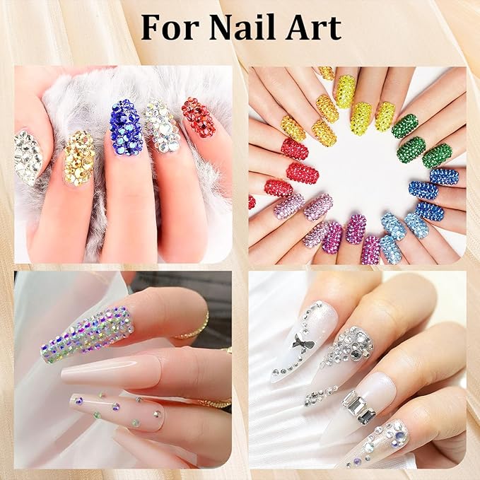 Colorful Face Gems for Makeup Set, Flatback Gorgeous AB Gems+Mixed-Colored Chameleon Crystals with Makeup Glue+Picker Pencil+Tweezer+Dual-End Dotting Tool for Eye Body Hair Make-up and Nail Art Deco