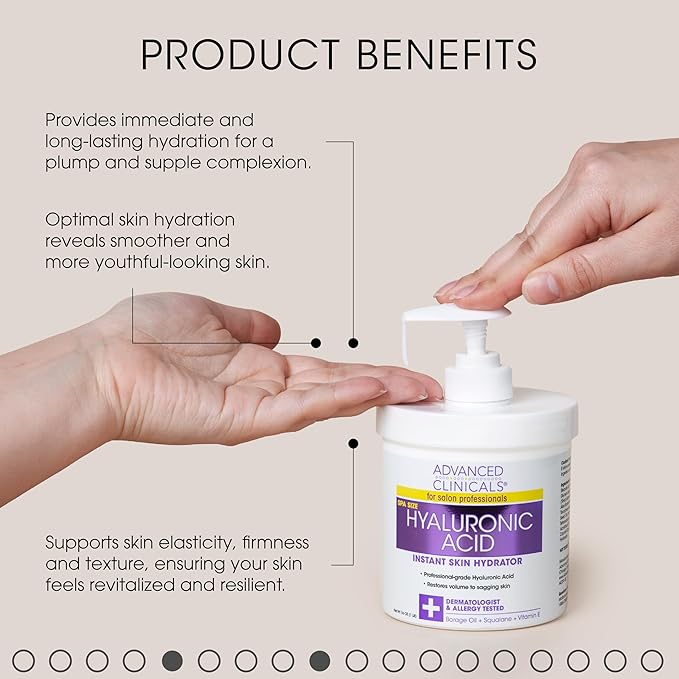 Advanced Clinicals Hyaluronic Acid Moisturizer + Fragrance Free Collagen Cream Face Moisturizer & Body Lotion 2pc Skincare Set For Women & Men Helps Reduce Appearance Of Crepey Skin & Dry Skin, 2pc