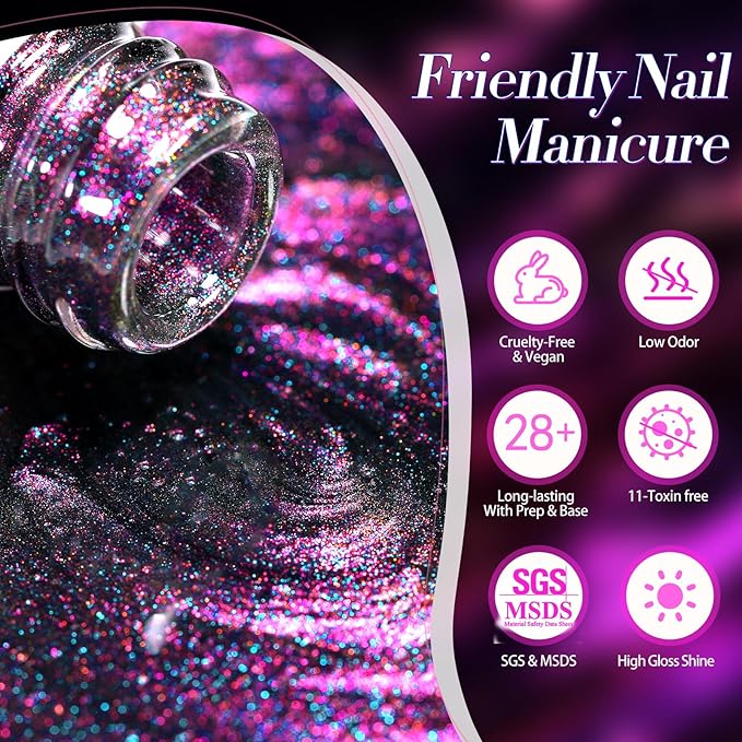 Born Pretty Cat Magnetic Gel Nail Polish 9D Polaris Holorgraphic Cat Magnetic Eye Gel Polish Glitter Gel Polish Set 6PCS
