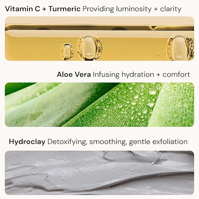 Gleamin Vitamin C Clay Mask for Dark Spots, Turmeric Clay Face Mask Skin Care, Deeply Cleanses & Refines Pores, Brightens Uneven Tone and Helps Improve Post-Blemish Scarring & Texture - 5 Oz