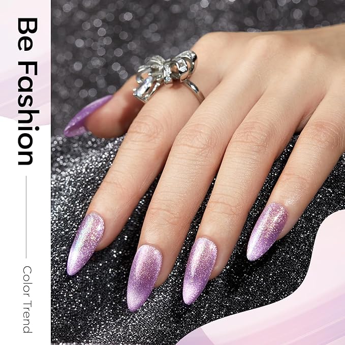 modelones Holographic Glitter Cat Eye Gel Nail Polish Kit 6 Colors with Magnet Romantic Rainbow Galaxy Series Pastel Gel Polish Soak Off Led Gel Nail Polish Set Nail Art Gel Manicure Salon DIY Gifts