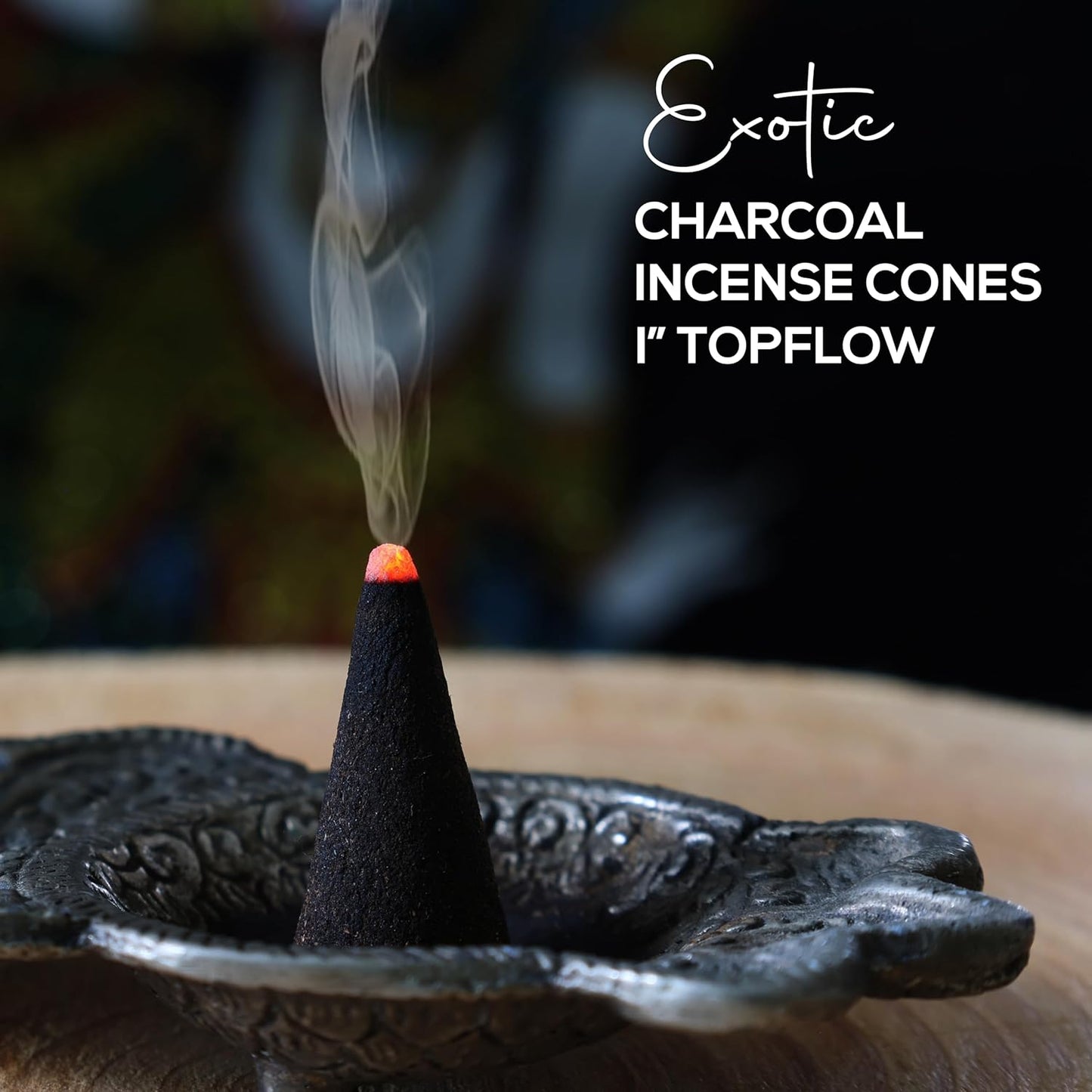 Frankincense Charcoal Incense Cones 1" TOPFLOW - 50 Pack - Natural Scented Cones Handmade Hand Dipped