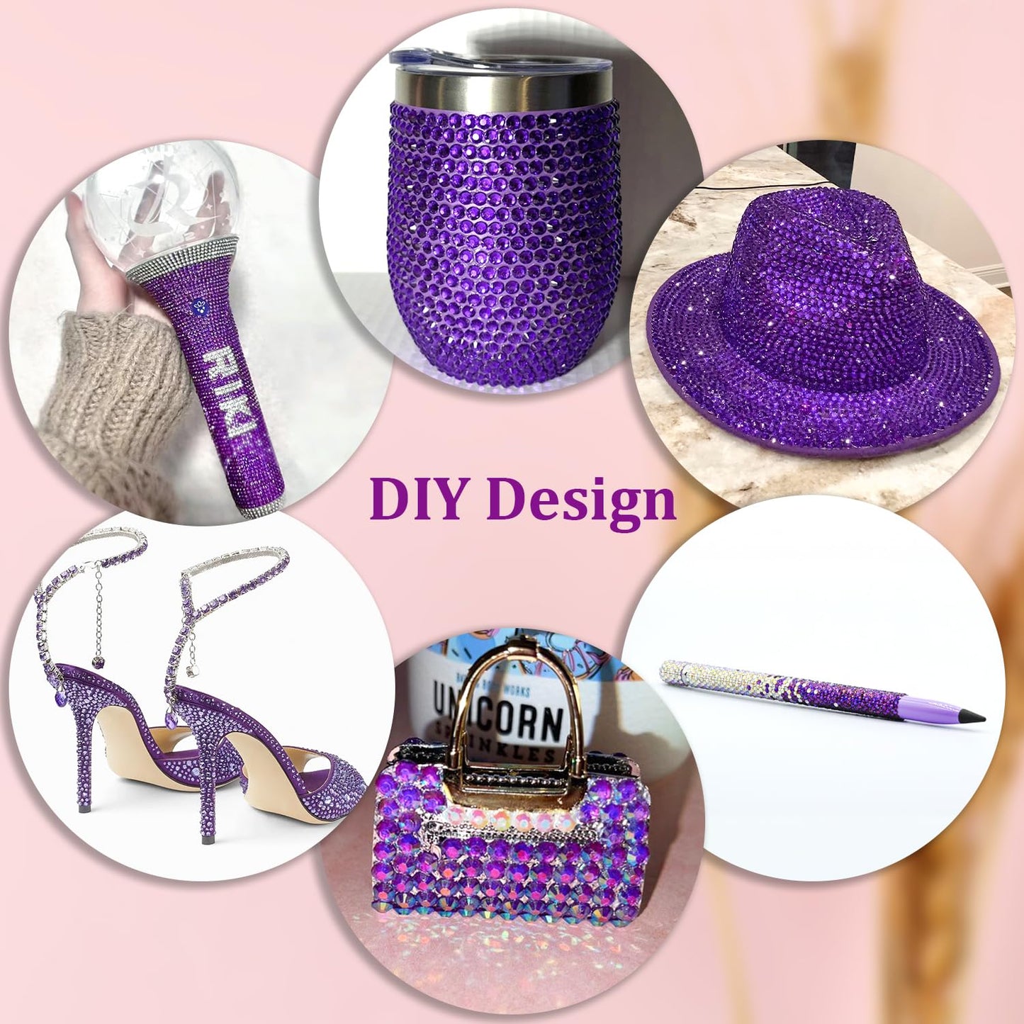 30000Pcs Dark Purple Rhinestones for Bedazzling with B7000 Jewelry Glue, Bedazzler Kit Flatback Gems, Resin Rhinestones for Crafting Crafts Clothing Shoes Fabric Nail Art Assorted Size 2/3/4/5/6mm