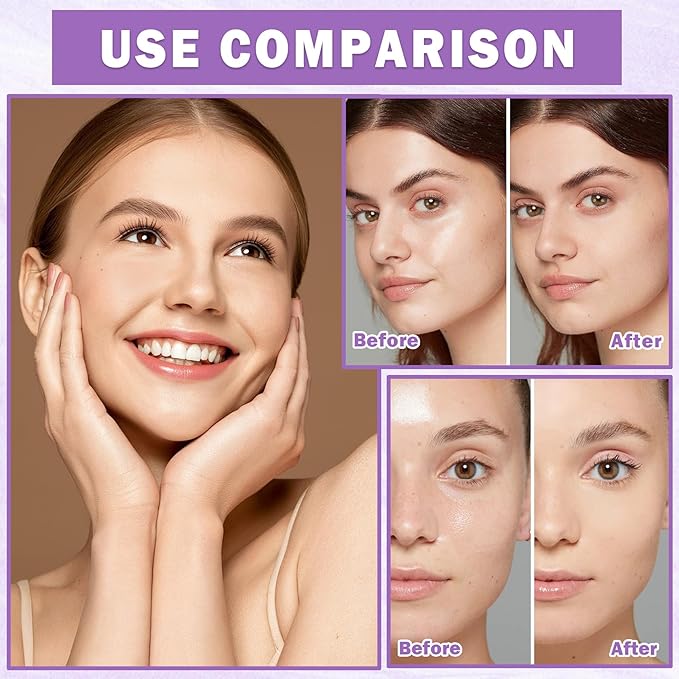 AIUEO Lavender Matte Setting Powder Sunscreen Powder Oil Control Blurring Pressed Powder Refreshing and Comfortable Purple Face Powder Makeup, Polvo Compacto De Maquillaje