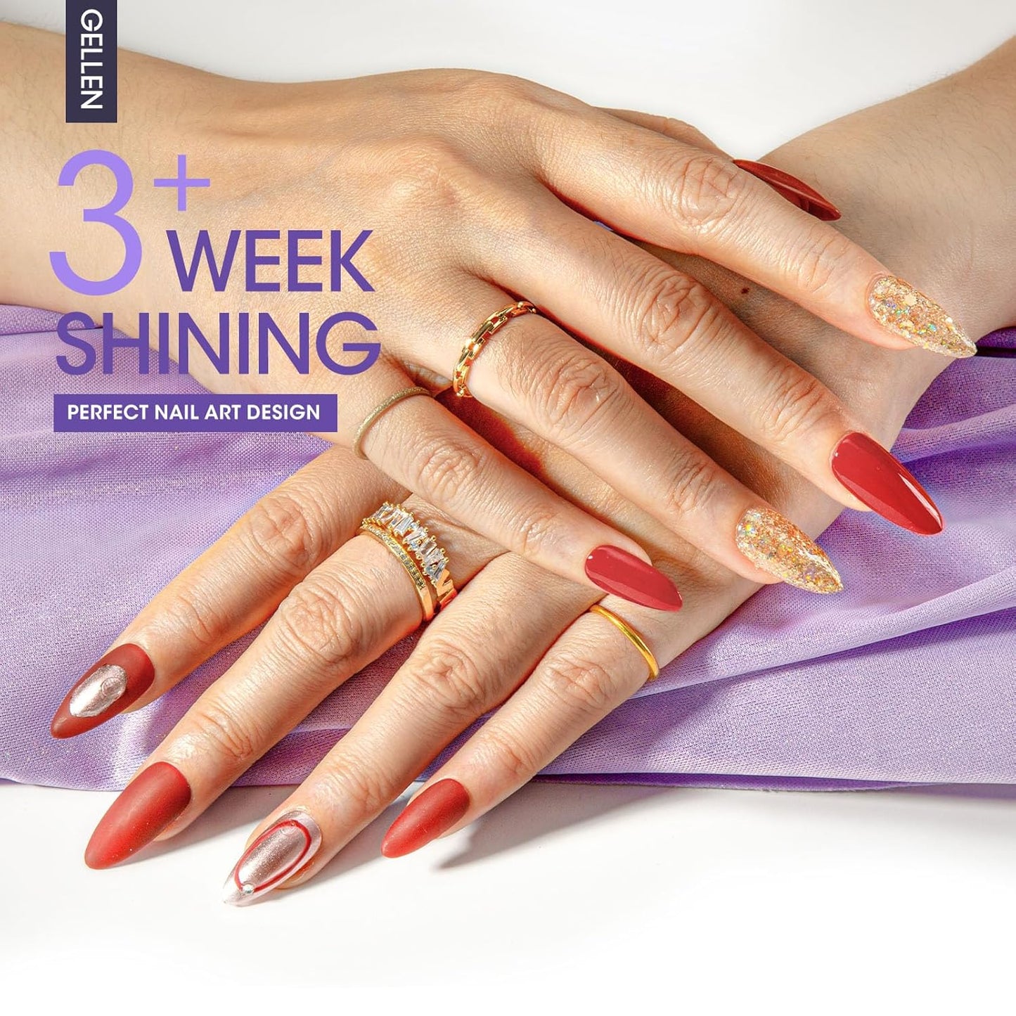 Gellen Gel Top Coat, 18ml 3pc Gel Base and Top Coat Matte and Glossy Top Coat for Gel Nail Polish,No Wipe Clear Gel Top Coat Gel Base Coat Nail Polish Soak Off UV Lamp Gel Polish Set for Starter