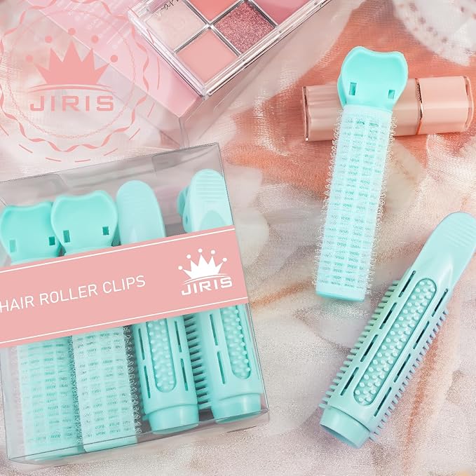4PCS Volumizing Hair Clips for Root Lift & Volume - Instant Bangs Roller Clips for Effortless Curls & Lift - Velcro Rollers For Hair - Hair Rollers For Women - Cyan
