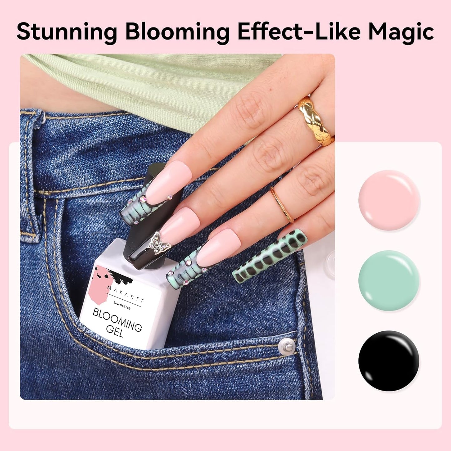 Makartt Blooming Gel-Clear 2 Pcs Marble Gels Nail Polish Blossom Gels for Spreading Effect,Gel Paint Nail Art Supplies for Watercolor Design,Floral Print, Nail Art Design DIY Manicure for Women