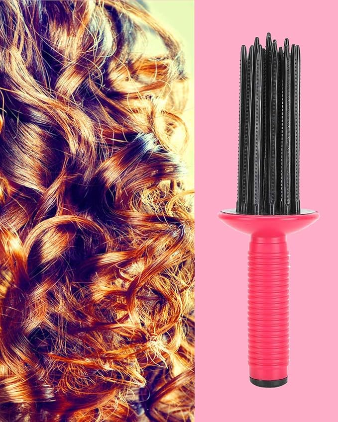 Hair Fluffy Styling Curler Curls Comb,Hair Curler Curling Make Up Brush Roller Tool Portable Hair Curling Roll Comb Anti‑Slip Professional Round Hair Brush for Home Personal Use Travel