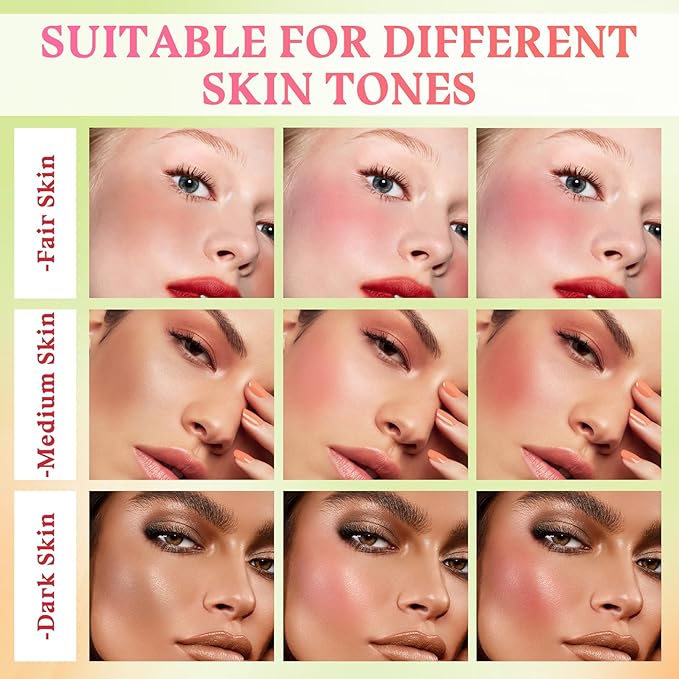 3PCS Blush Stick for Cheeks,Multi-use Solid Matte Makeup Stick Blush Cream for Cheek Eyes and Lips Tint,Moisturizing Tinted Cream Blush,Natural Blendable Cheek Blusher with 3 Makeup Sponges A4