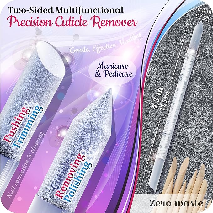 Genuine Czech Glass Nail File Set by GLADZY - Callus Remover Foot Rasp, Cuticle Pusher Manicure Stick, Double Sided Etched Different Grit Surface, Professional Nail Care Tool Kit, Made in EU