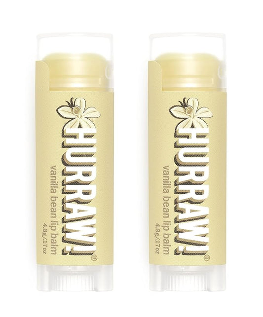 Hurraw! Vanilla Bean Lip Balm, 2 Pack: Organic, Certified Vegan, Cruelty and Gluten Free. Non-GMO, 100% Natural Ingredients. Bee, Shea, Soy and Palm Free. Made in USA