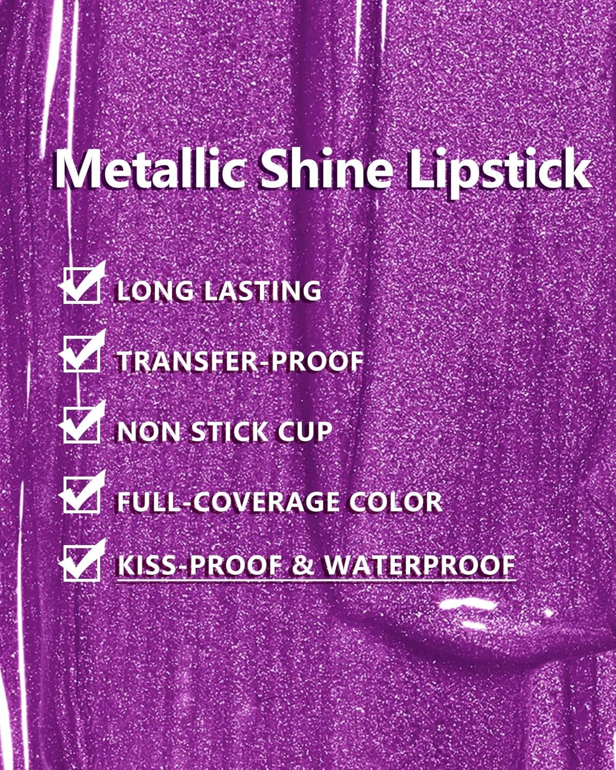 MAKI YIKA Purple Lipstick for Women Metallic Lipsticks Glitter Long Lasting Lipstick No Smudge No Transfer Liquid Lip Gloss (BR18 Amethyst)